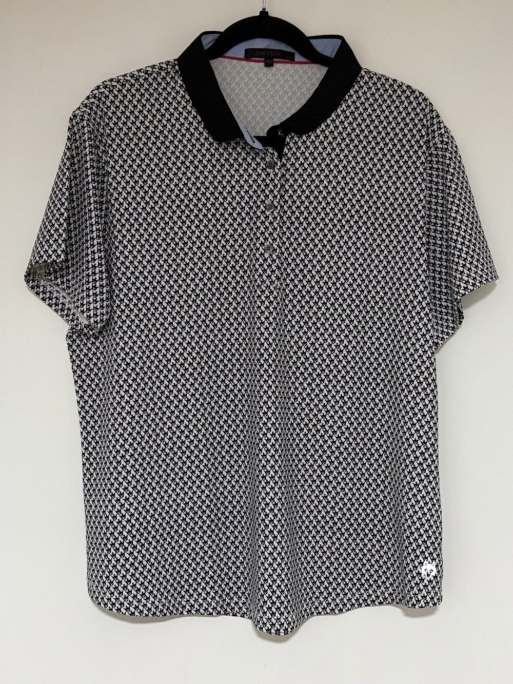 Greyson Women’s Golf Black White Geometric Print Polo Shirt Size XXL NWOT